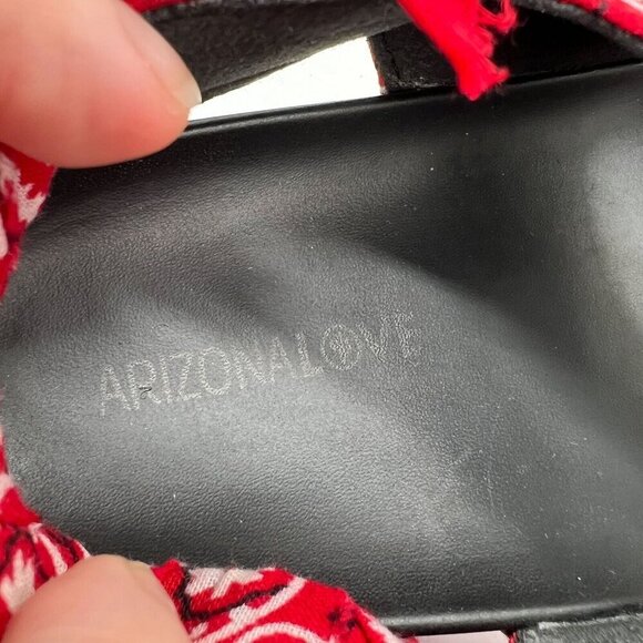 Arizona Love Red/White Apache Bandana-Detail Open-Toe Slingback Sandals - Picture 9 of 10